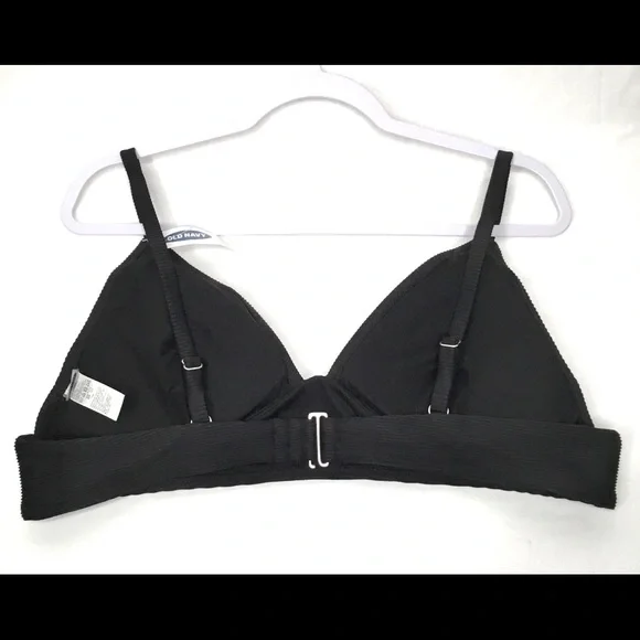 Old Navy Bikini Top XXL Black Triangle Ribbed - Picture 3 of 8